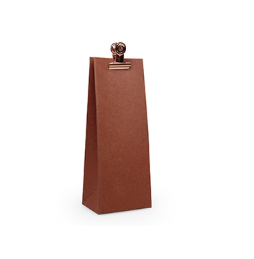 Een warm terracotta gekleurd cadeauzakje met een elegante koperen clip, perfect als bedankje.