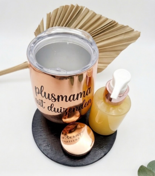 Luxe roségouden bedankset met drinkbeker, lippenbalsem en handzeep – cadeau voor juf, meter of mama van LOVI Studio