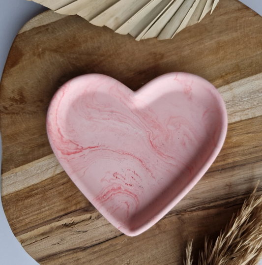 Jesmonite Handgemaakt Jesmonite Hartjesschaaltje Pink Marble