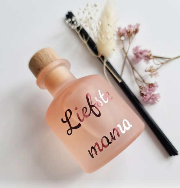 Geurstokjes "Liefste mama" - Luxe frosted glass cadeau - 50ml