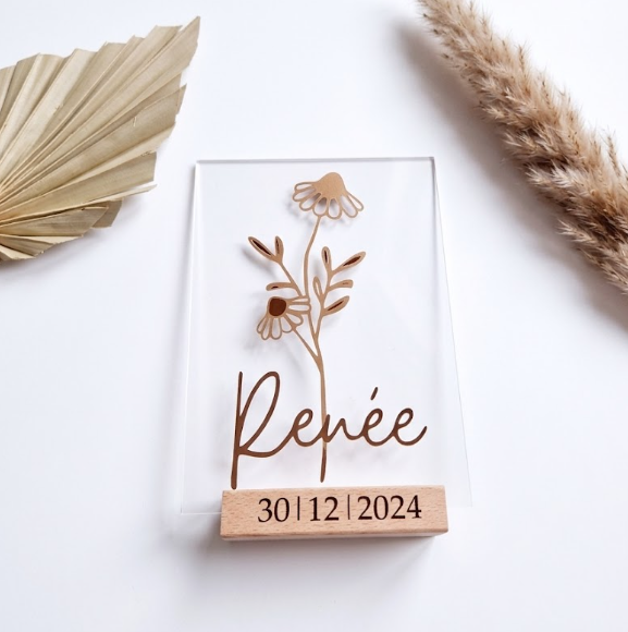 Gepersonaliseerd Acryl Bord met Houten Voet