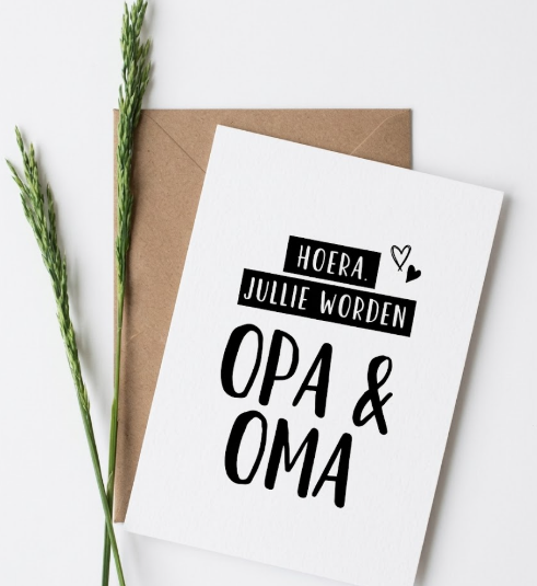 Wenskaart Hoera jullie worden Opa & oma