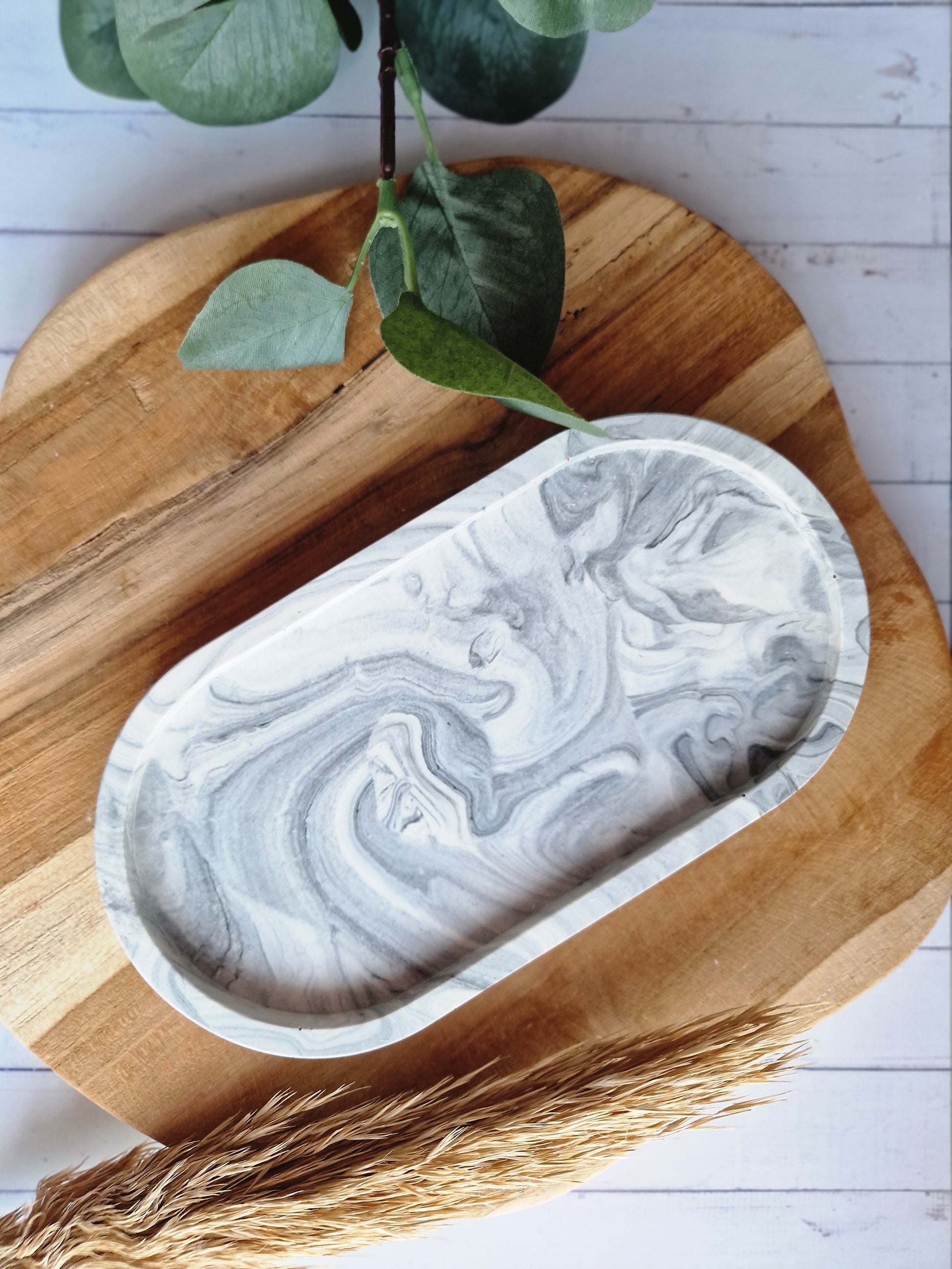 Jesmonite Handgemaakt Schaaltje Ovaal – Grijs Marble