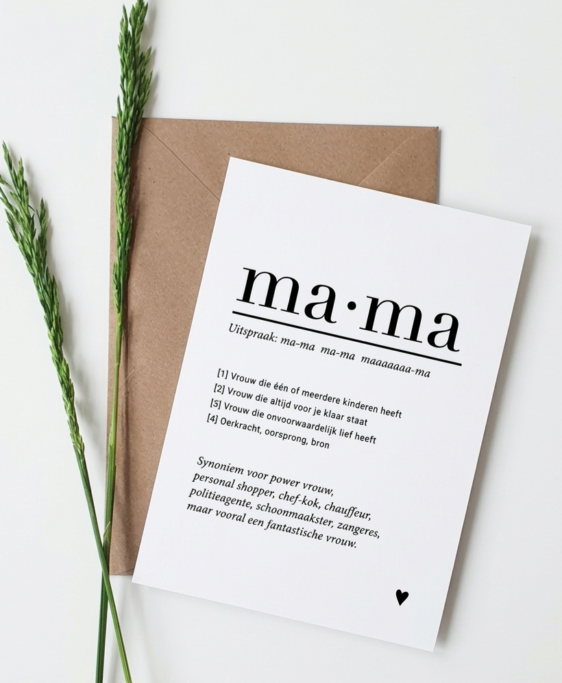 Wenskaart Mama definitie | Persoonlijk moederdag kaartje